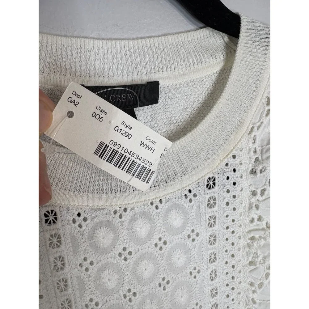 NWT J.Crew Cotton Eyelet Cotton Romantic Sweater-sz Large